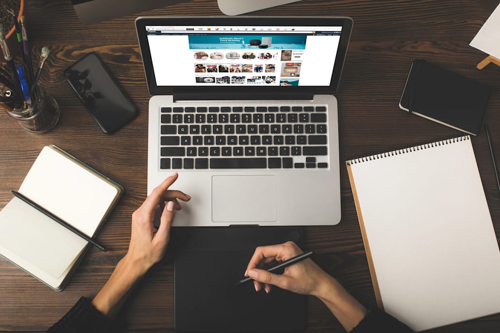 Person designing a website.