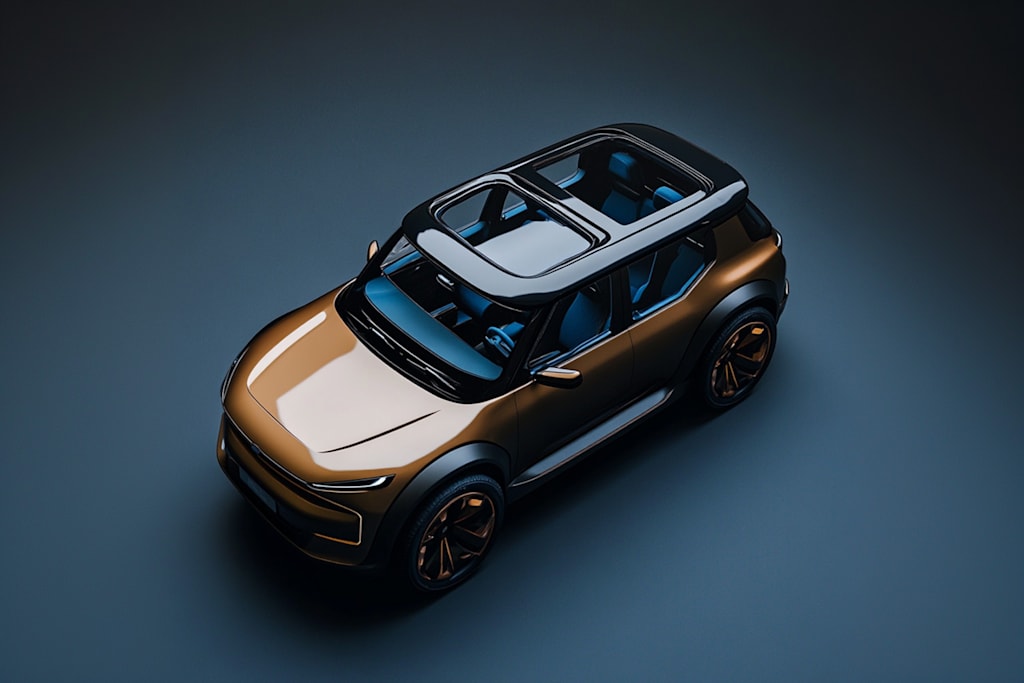 Luxury car showing Subtle Contrasts’ bluey brown color scheme from Pantone