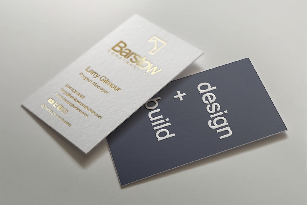 Letterpress gold foil business card design