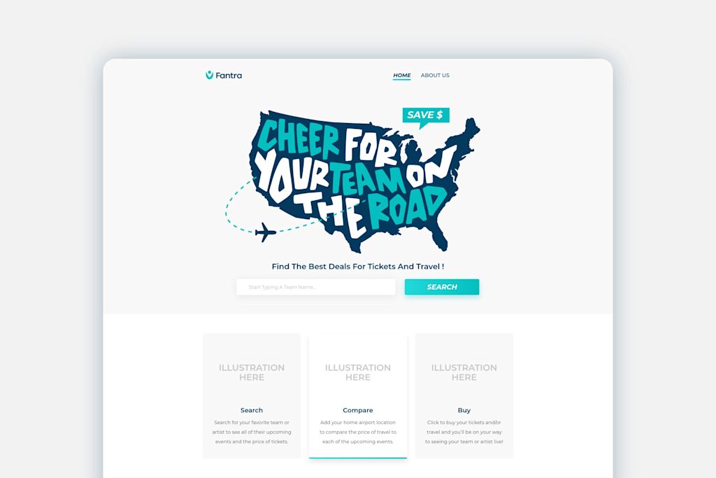 Travel website design with a sports-themed header