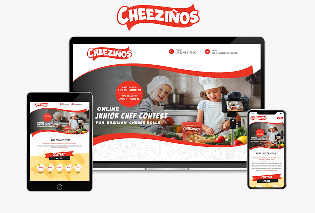 Landing page design for a brand’s online junior chef contest event