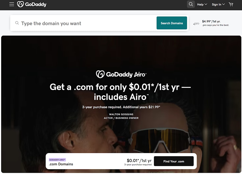 GoDaddy is one of the most affordable website builders for new businesses