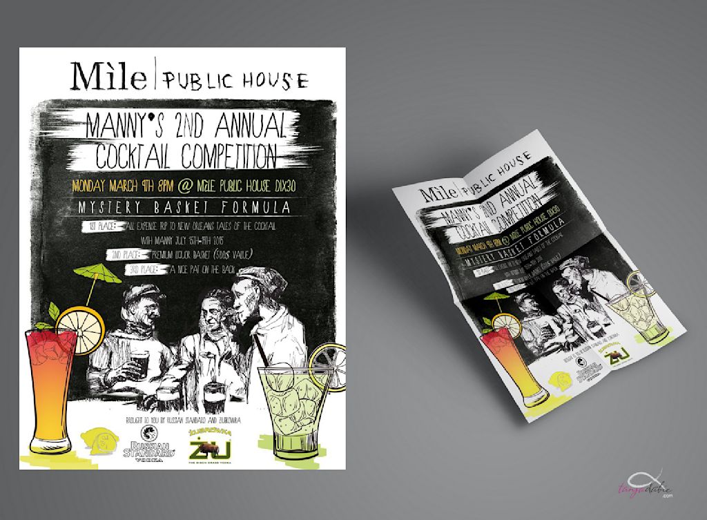 Handbill flyer to promote a cocktail competition