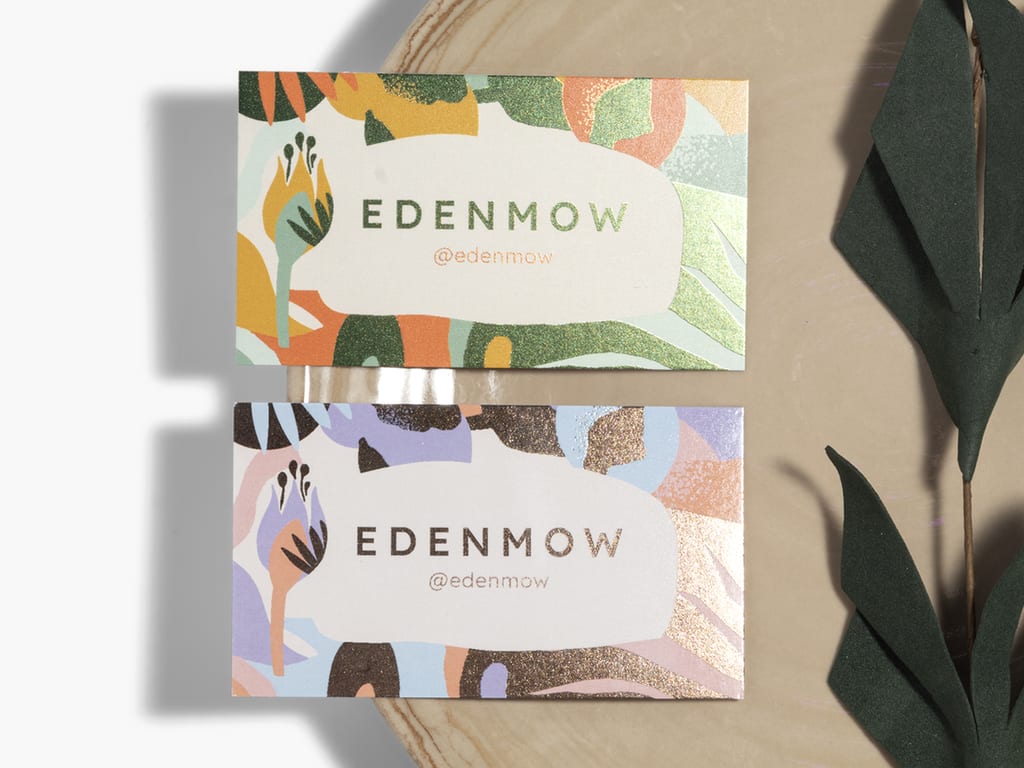 colorful business card design with a foil accent