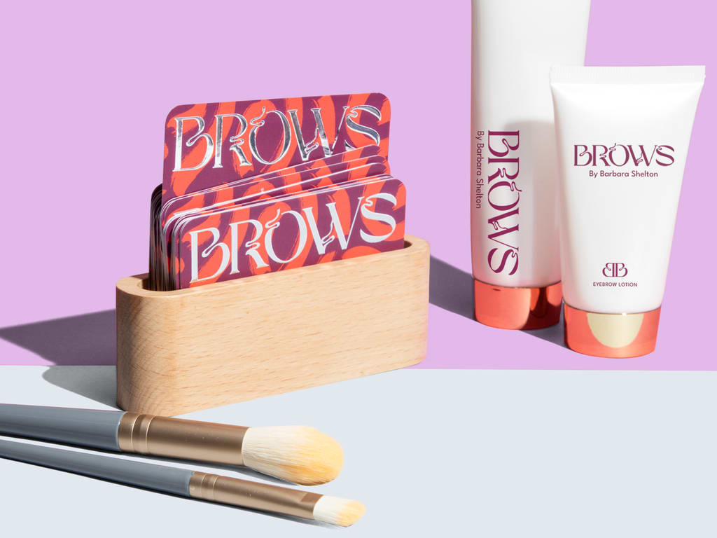 Patterned business cards for BROWS with a foil accent