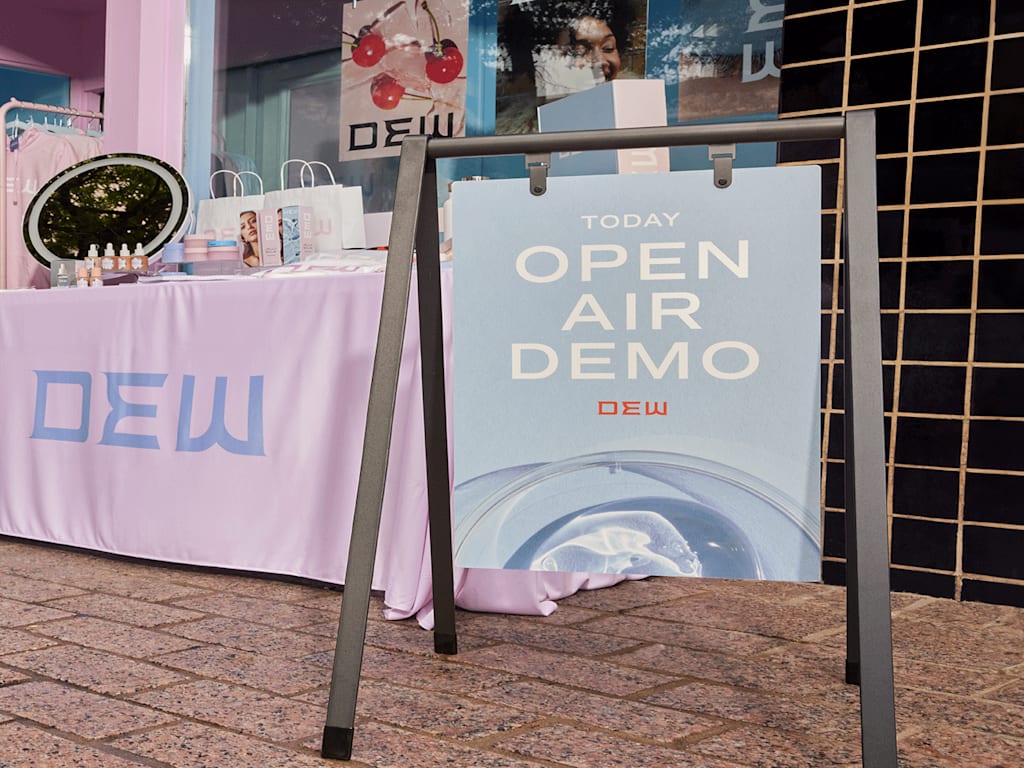 An example of a compact A-frame sign size in storefront signage.