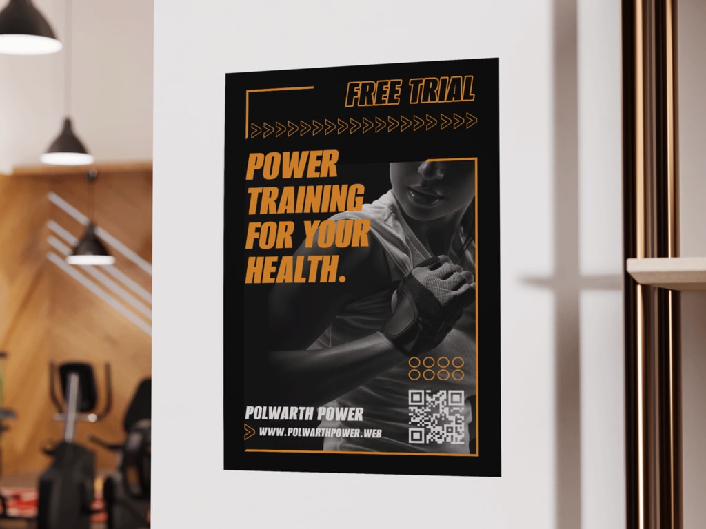 Poster fonts in different colors and sizes for fitness business.