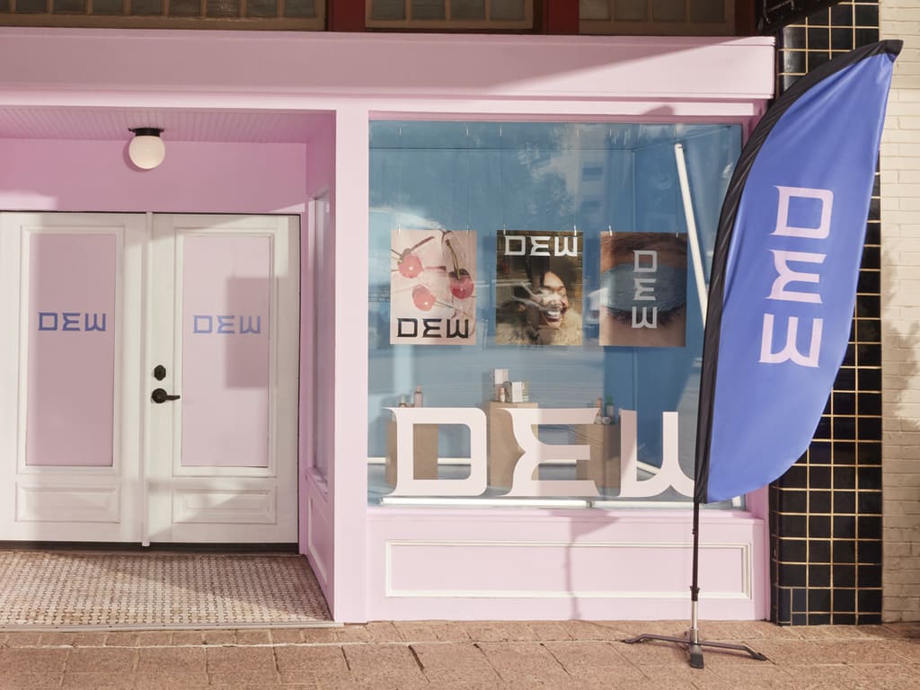 Retail store signage example of a branded flag.