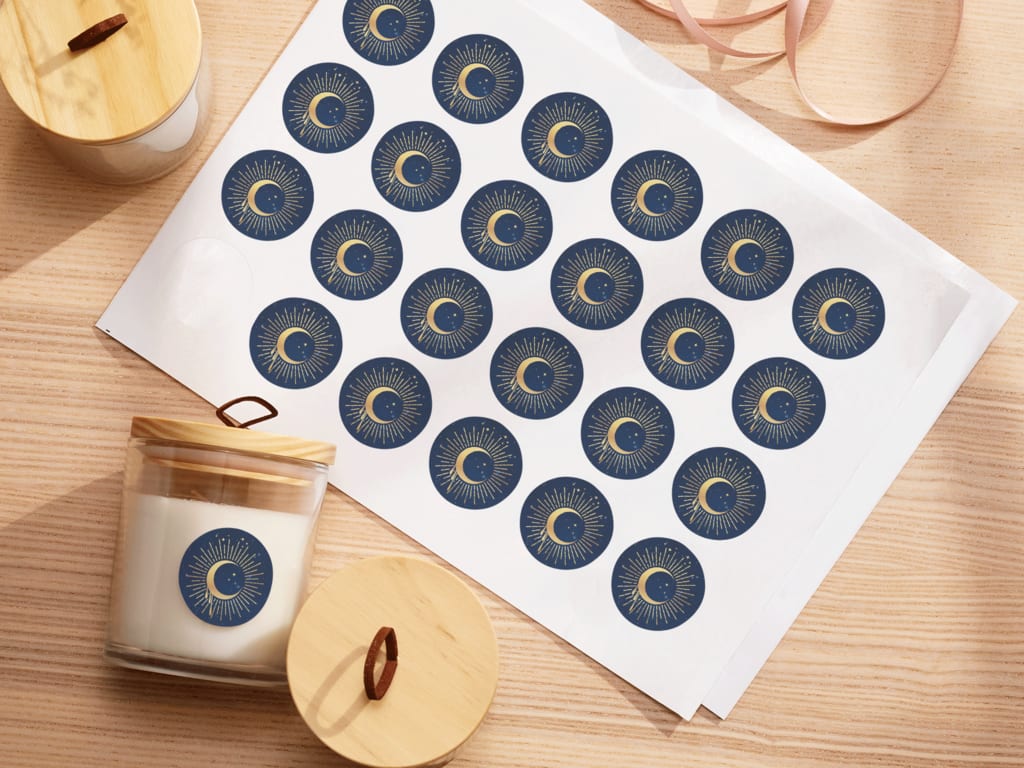 Custom stickers to add to candle packaging to customize your products.