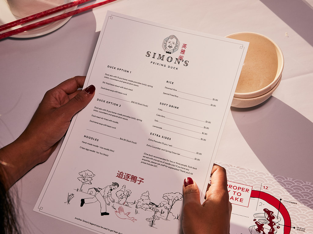 A large flat menu for an Asian cuisine restaurant