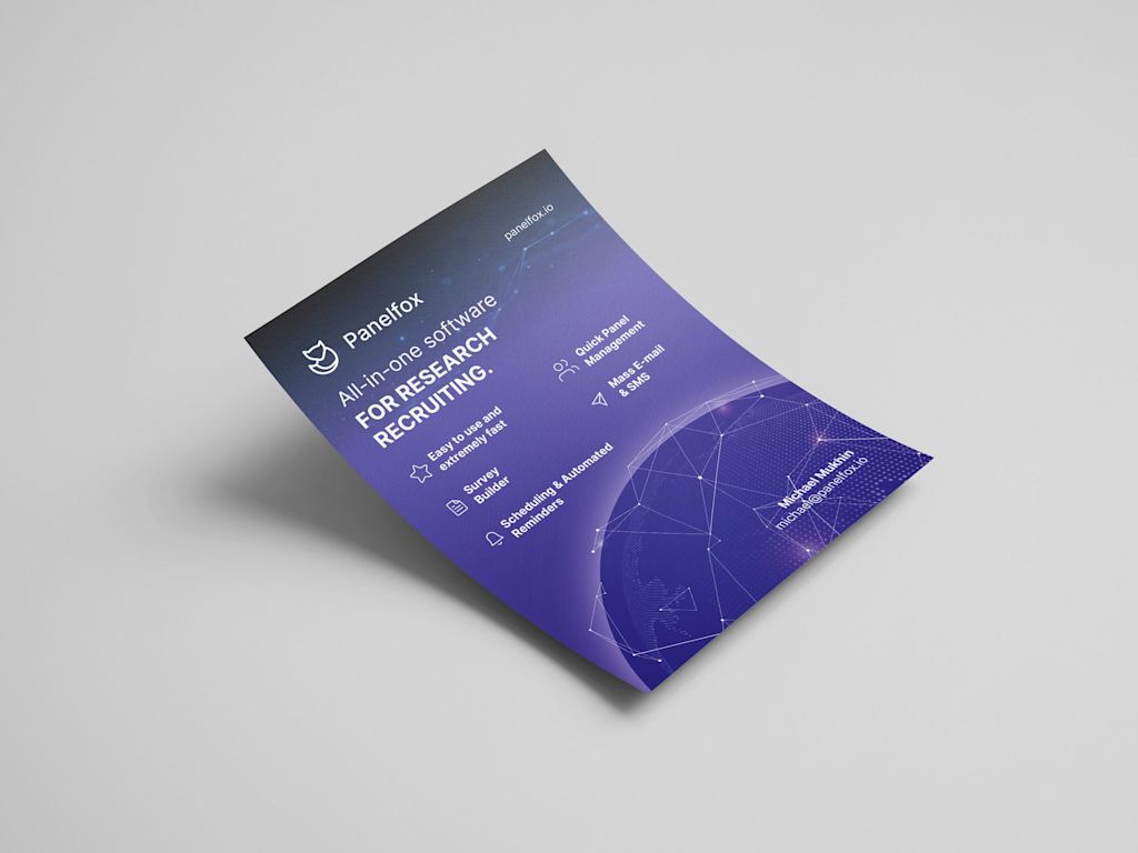 A flyer for a research and recruitment business
