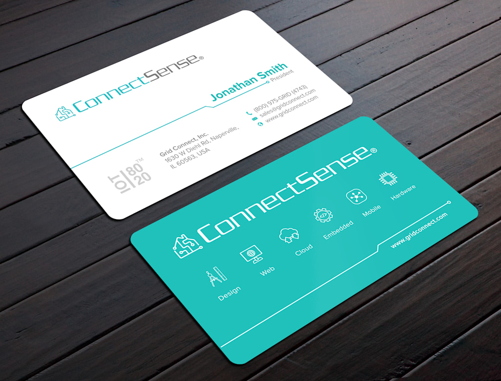 An advertising business card that promotes services of the company