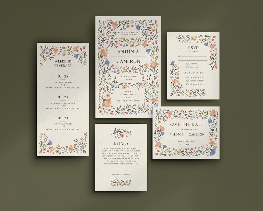Wedding Trends: wedding invitation that leans into nature using flower design