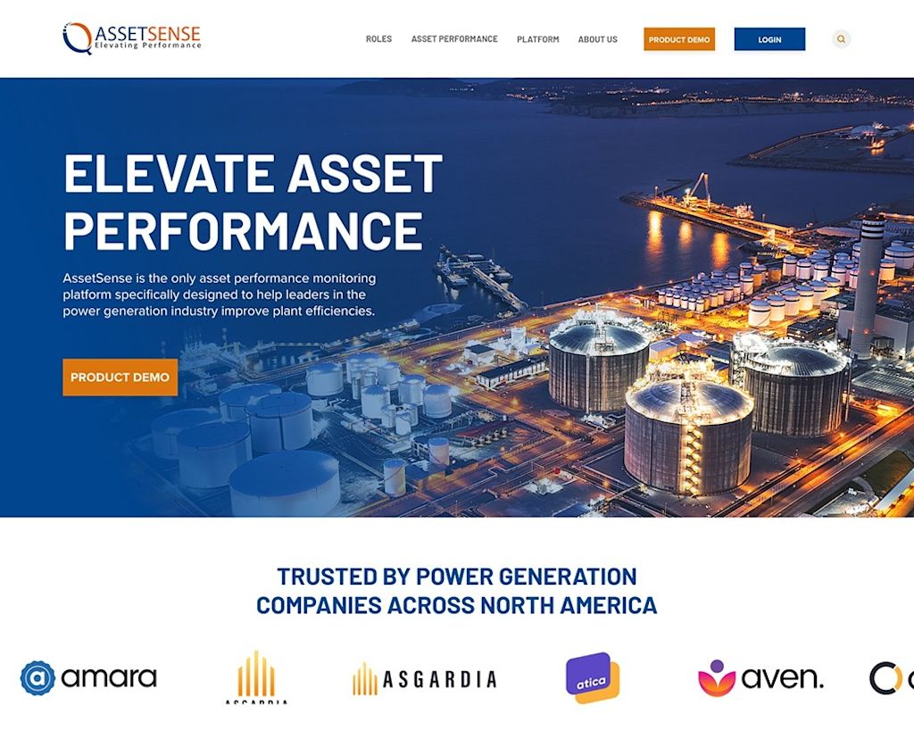 B2B software website homepage featuring a large value proposition headline, contrast orange color product demo call to action, navigation menu and customer trust signals.