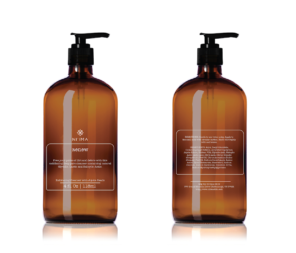 Brown translucent soap bottles featuring clear types of stickers