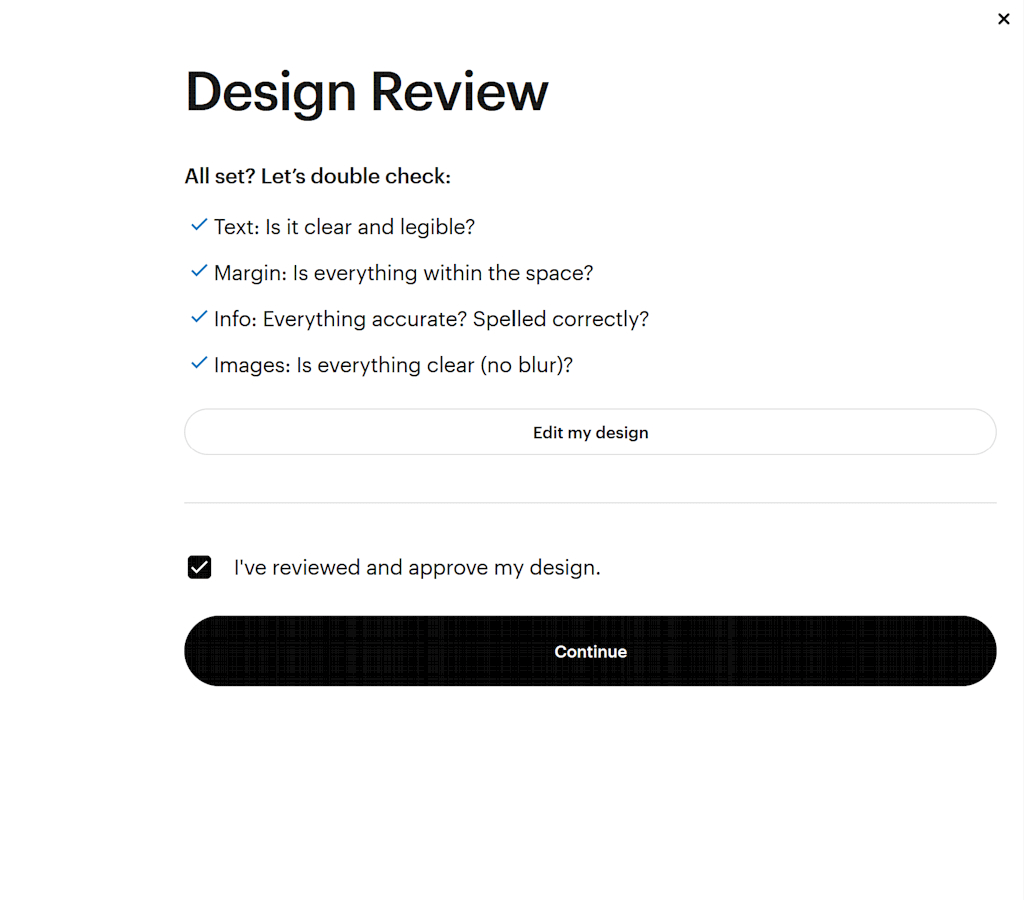 VistaPrint design review web page