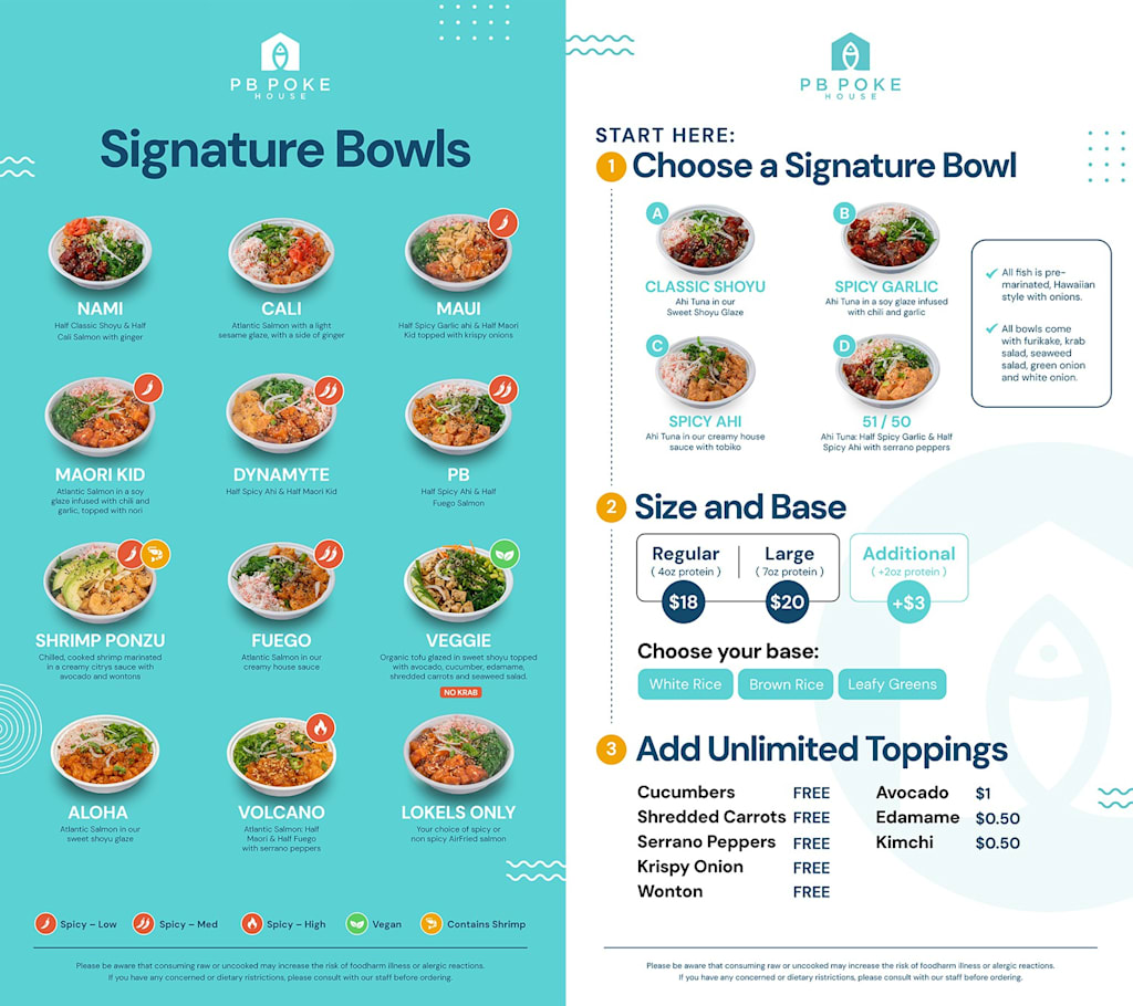 Restaurant menu design that uses photography to illustrate every menu item