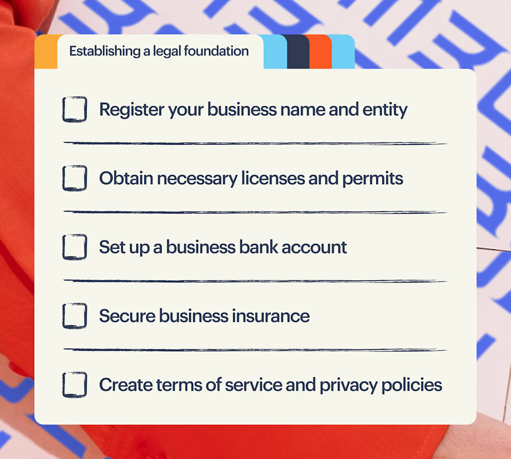 An illustrated checklist summarising the above section into 4 bullet points under the heading "Establishing a legal foundation"