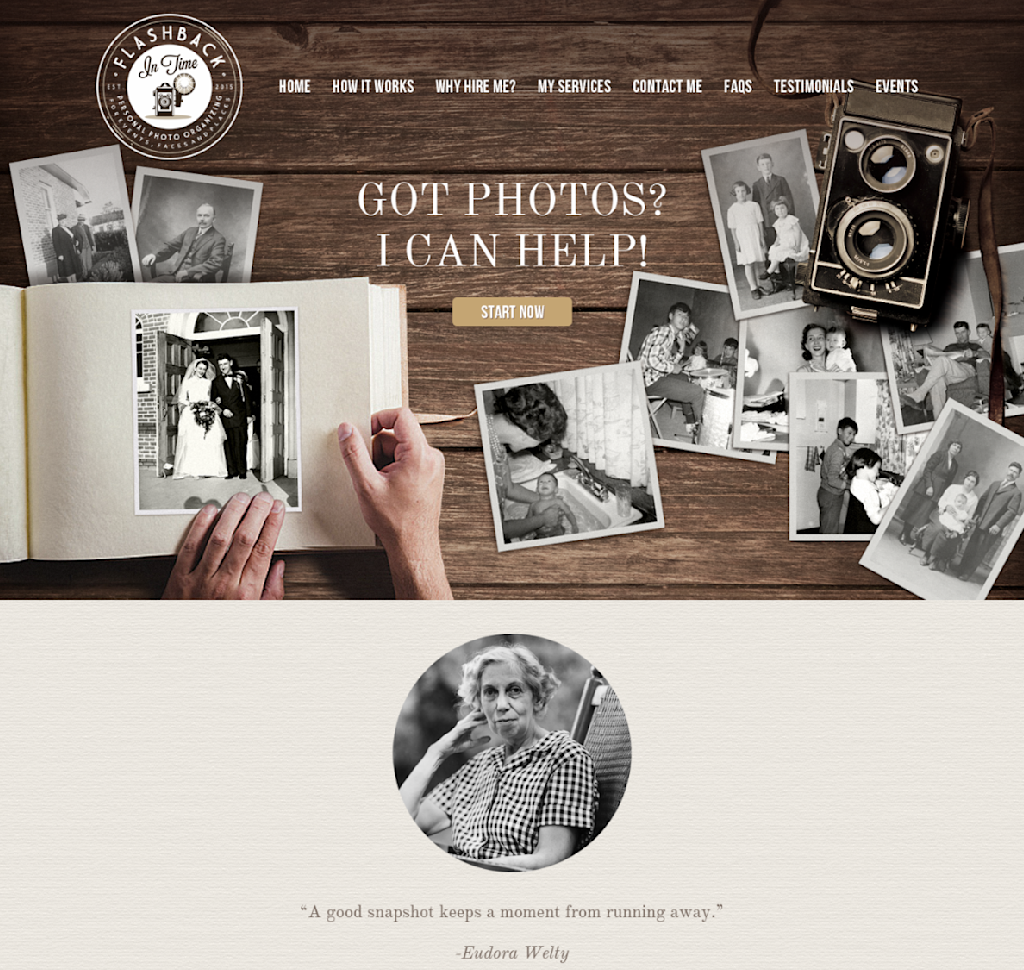photograph organization service landing page design
