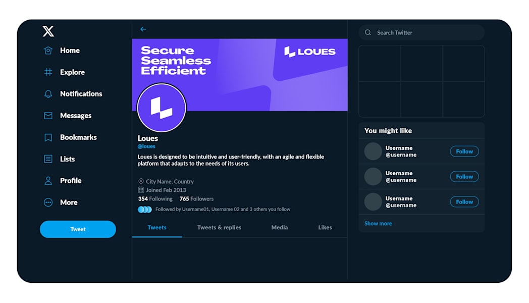 Hero image and avatar design aligned with the visual identity in X