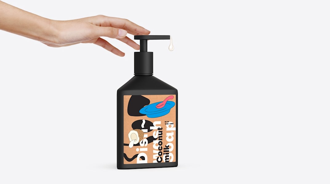 Brand illustrations used in sample packaging presented in the brand style guide