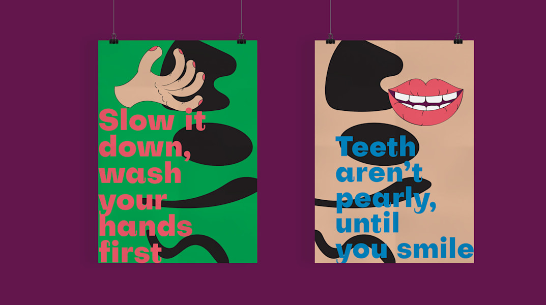 Brand illustrations used in sample brand posters presented in the brand style guide