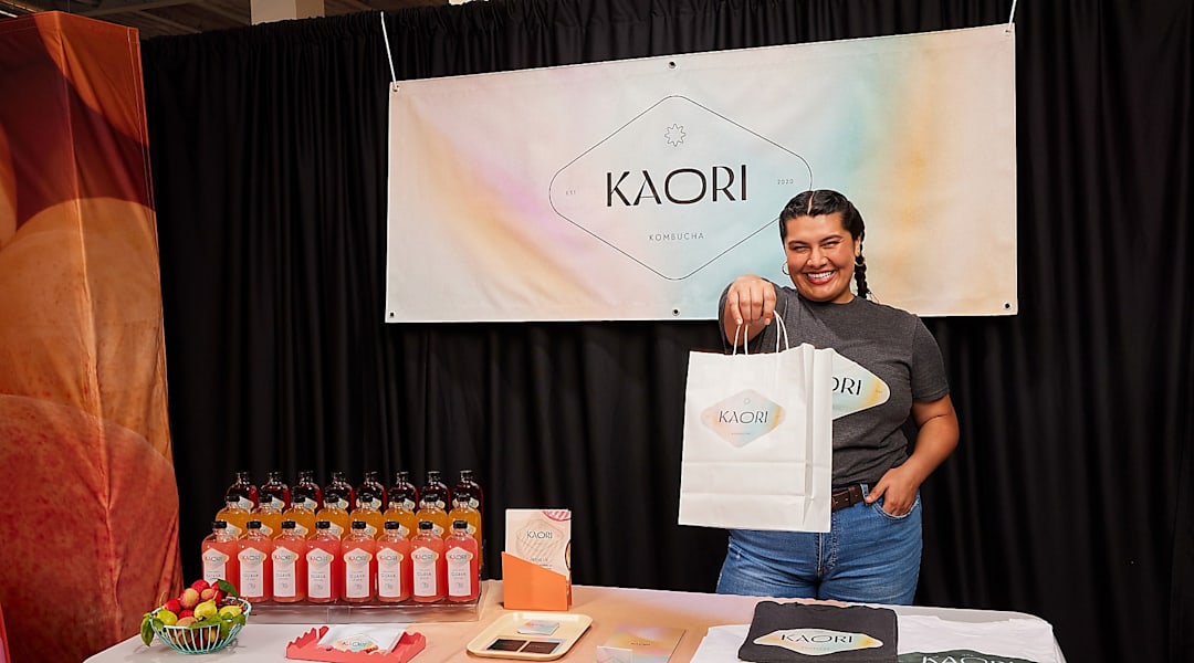 Kaori Kombucha hanging banner.