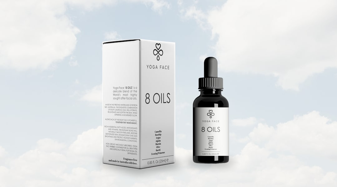 Pantone Color of the Year 2026 Cloud Dancer used on yoga oil packaging