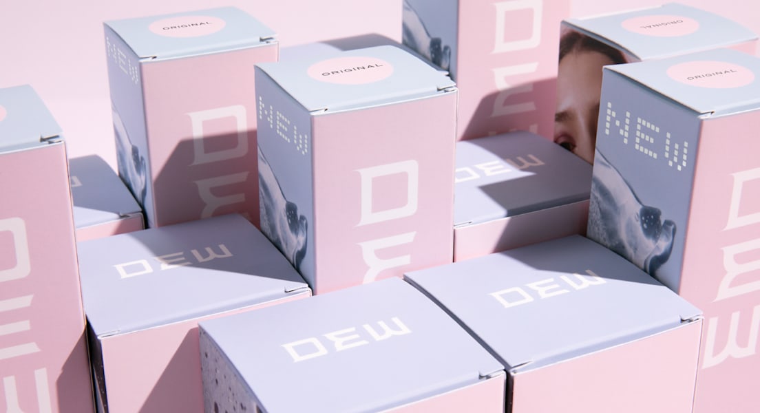 Colorful types-of-packaging displayed geometrically to show all sides of rectangular product boxes.