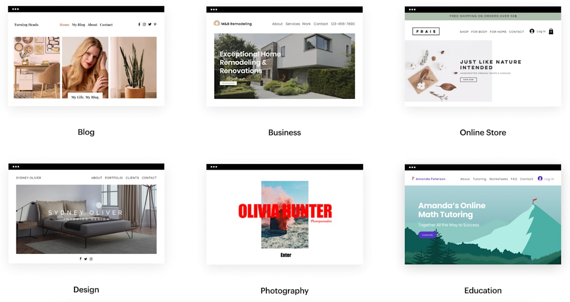 Custom business website templates with email hosting