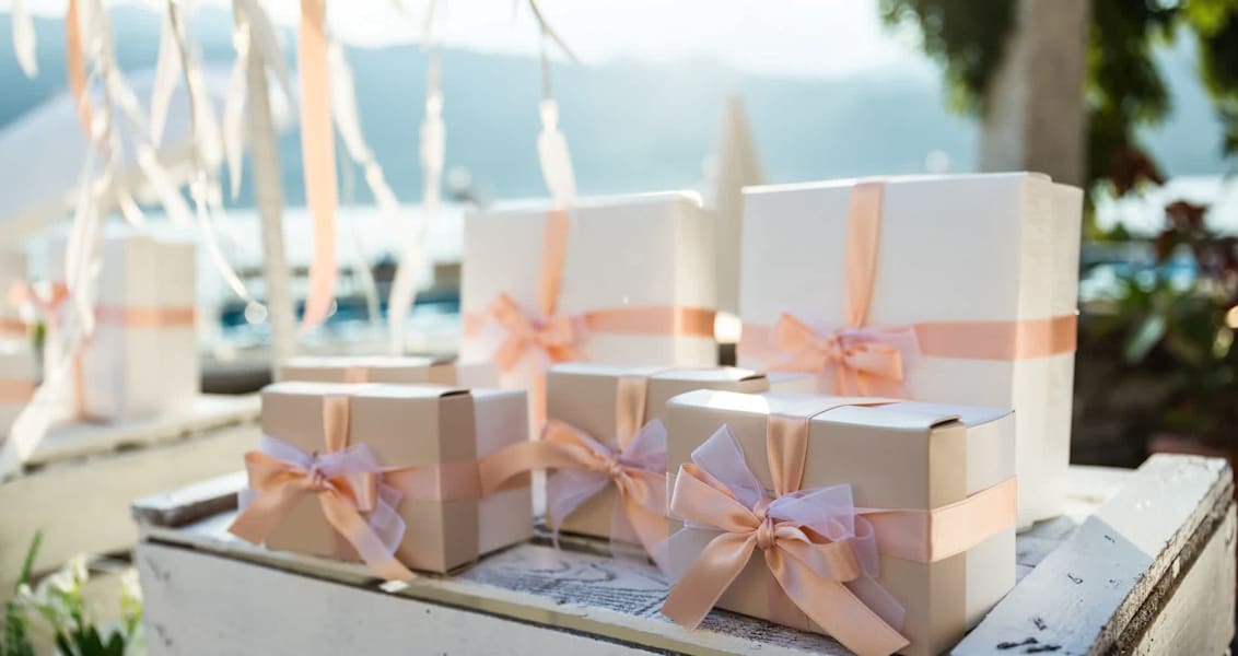 Table of wedding gifts from wedding guest