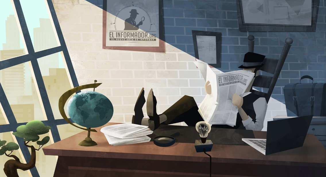 Reading the newspaper