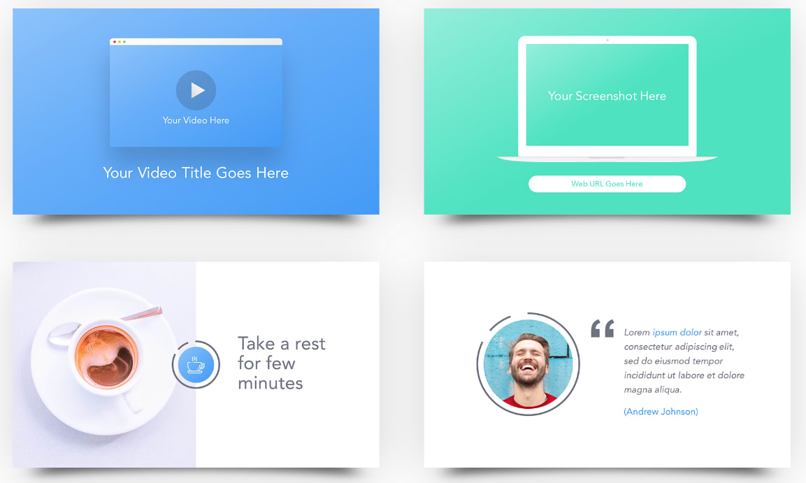Digital marketing materials: white and teal slide deck template