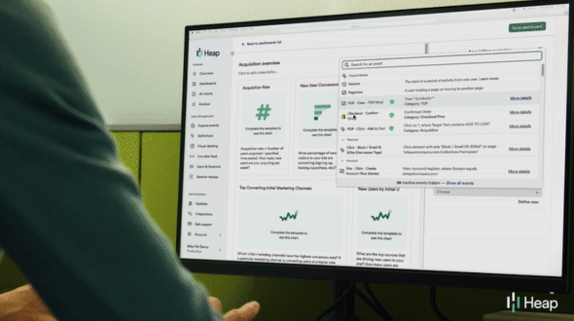 Heap automatically tracks every user interaction, no manual tagging required.