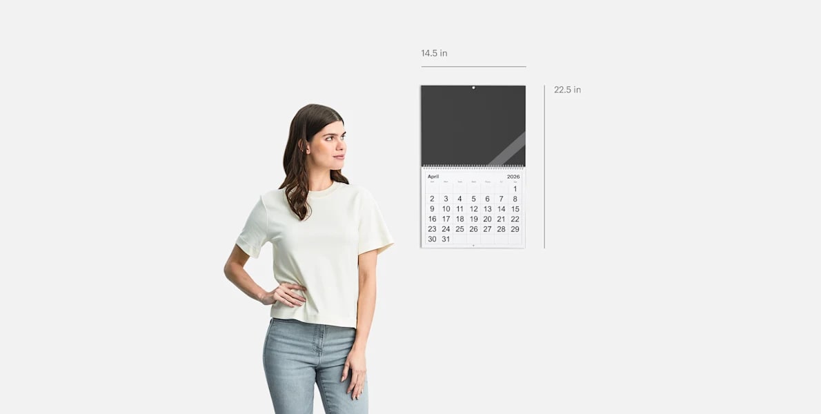 Grand calendrier mural avec reliure au milieu