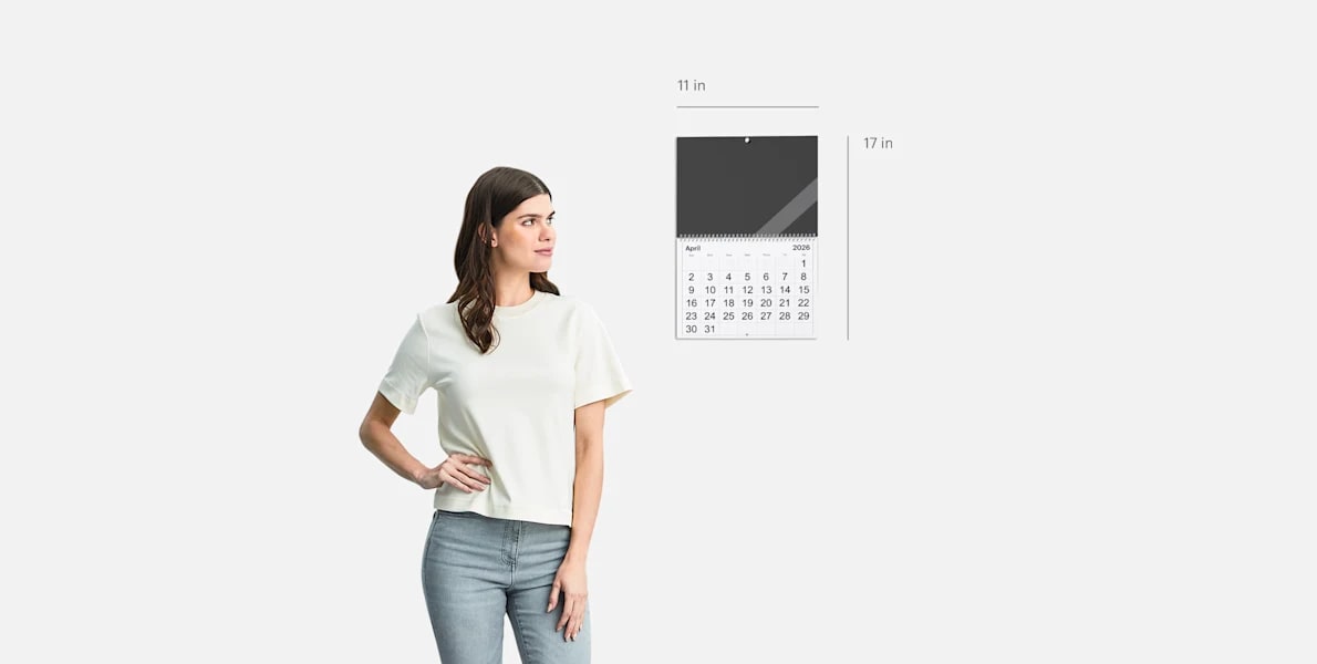 Calendrier mural classique avec reliure au milieu