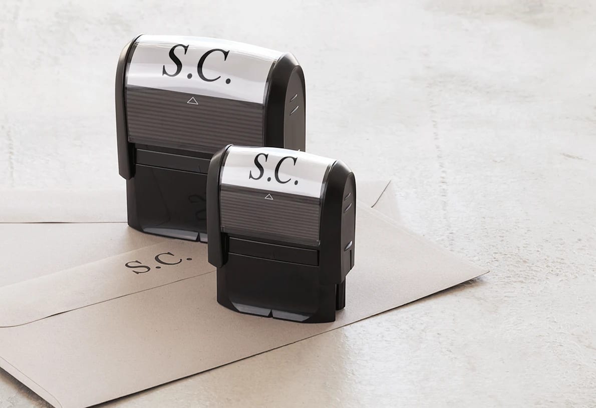 50th birthday gift idea: Custom stamp with initials