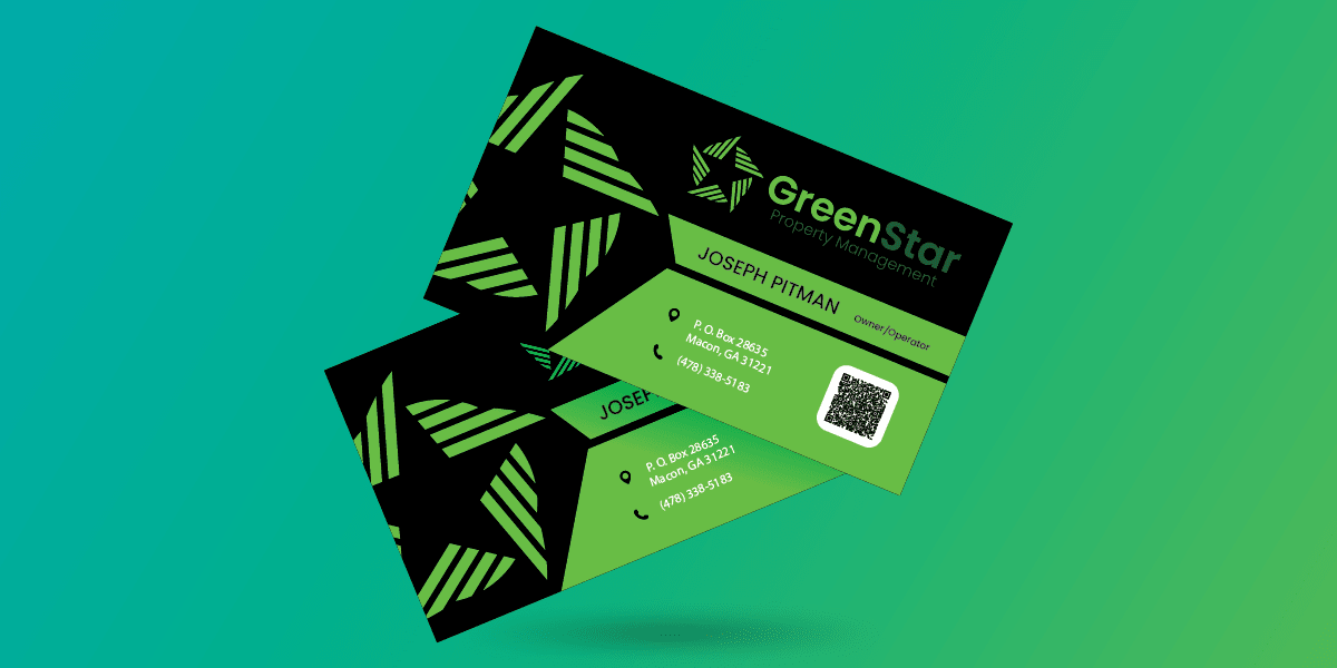 Forest green color on the back of the business card design.