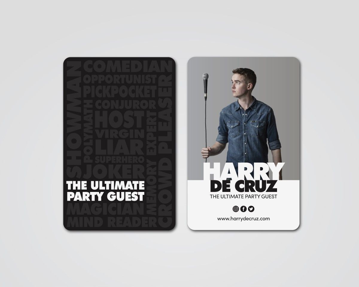 Business card design for a magician entertainer