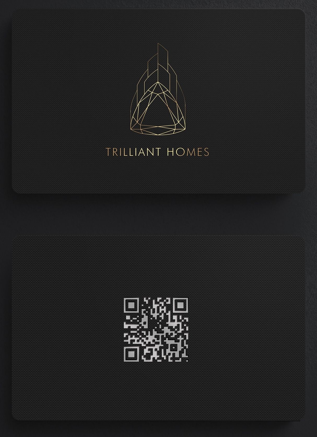 A print business card design with a QR code