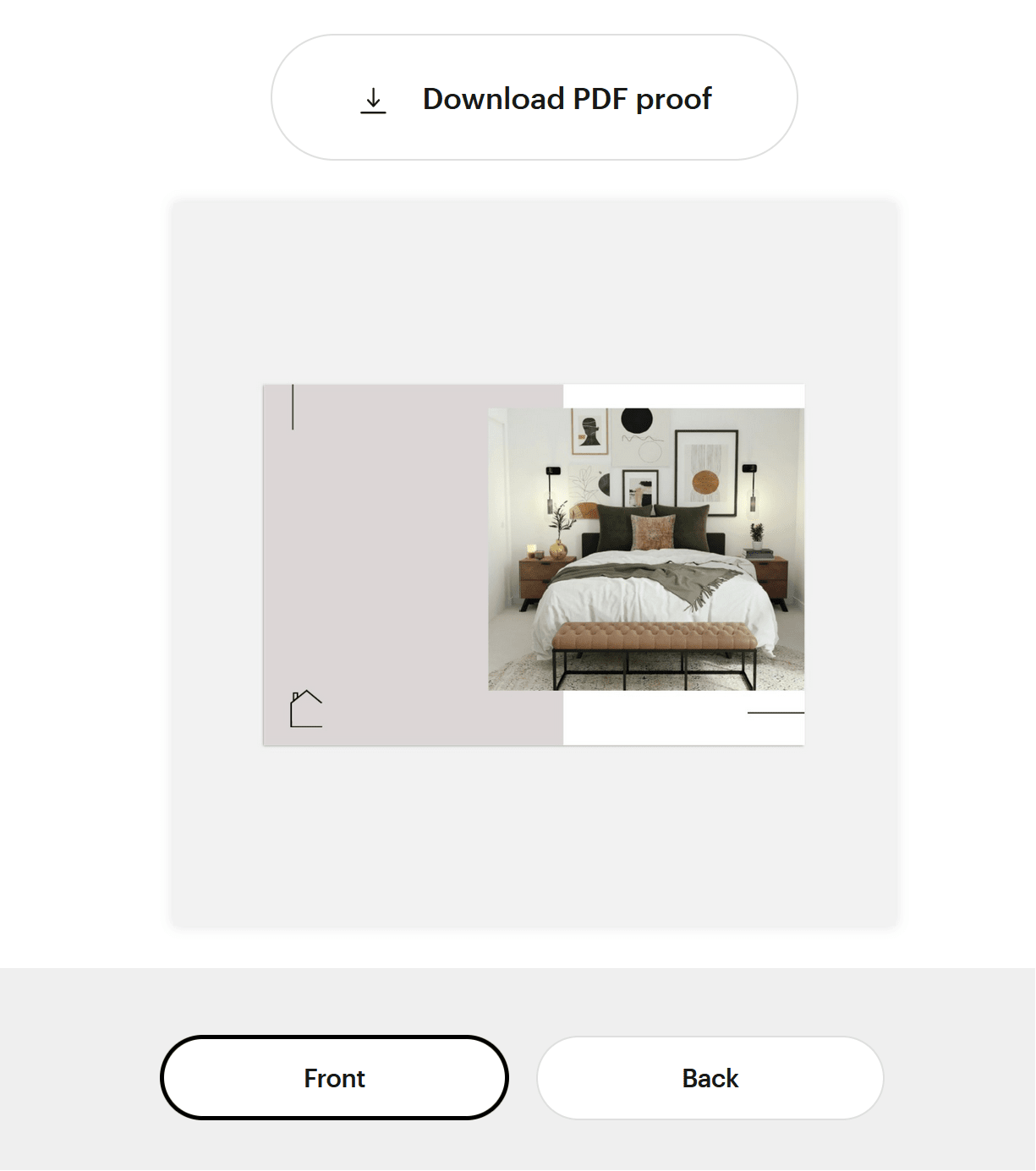 VistaPrint window with a preview of a flyer design and button to download a PDF proof