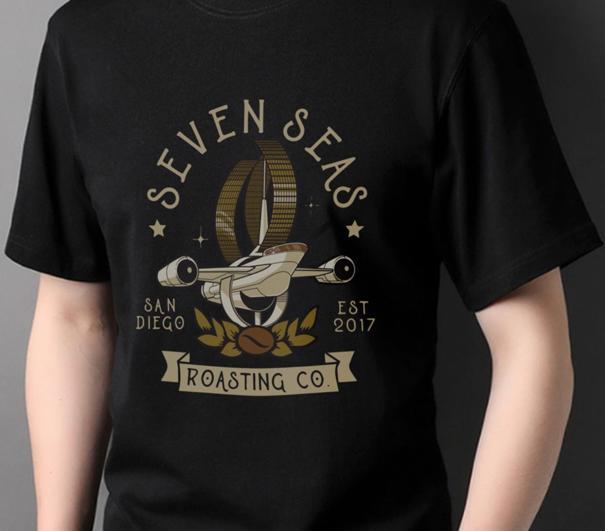 Graphic t-shirt design for a coffee brand