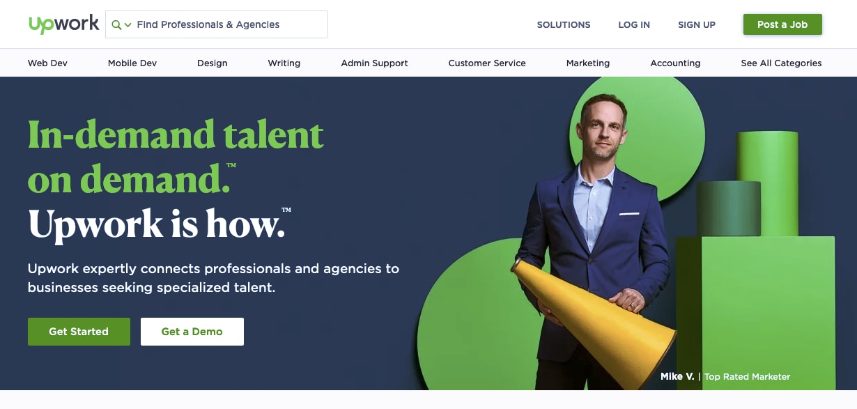 Fiverr alternative: Upwork home page