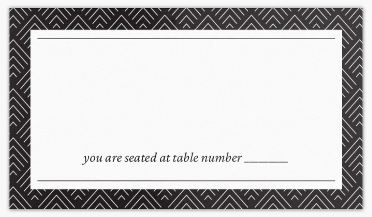 place card featuring a geometric pattern in its border
