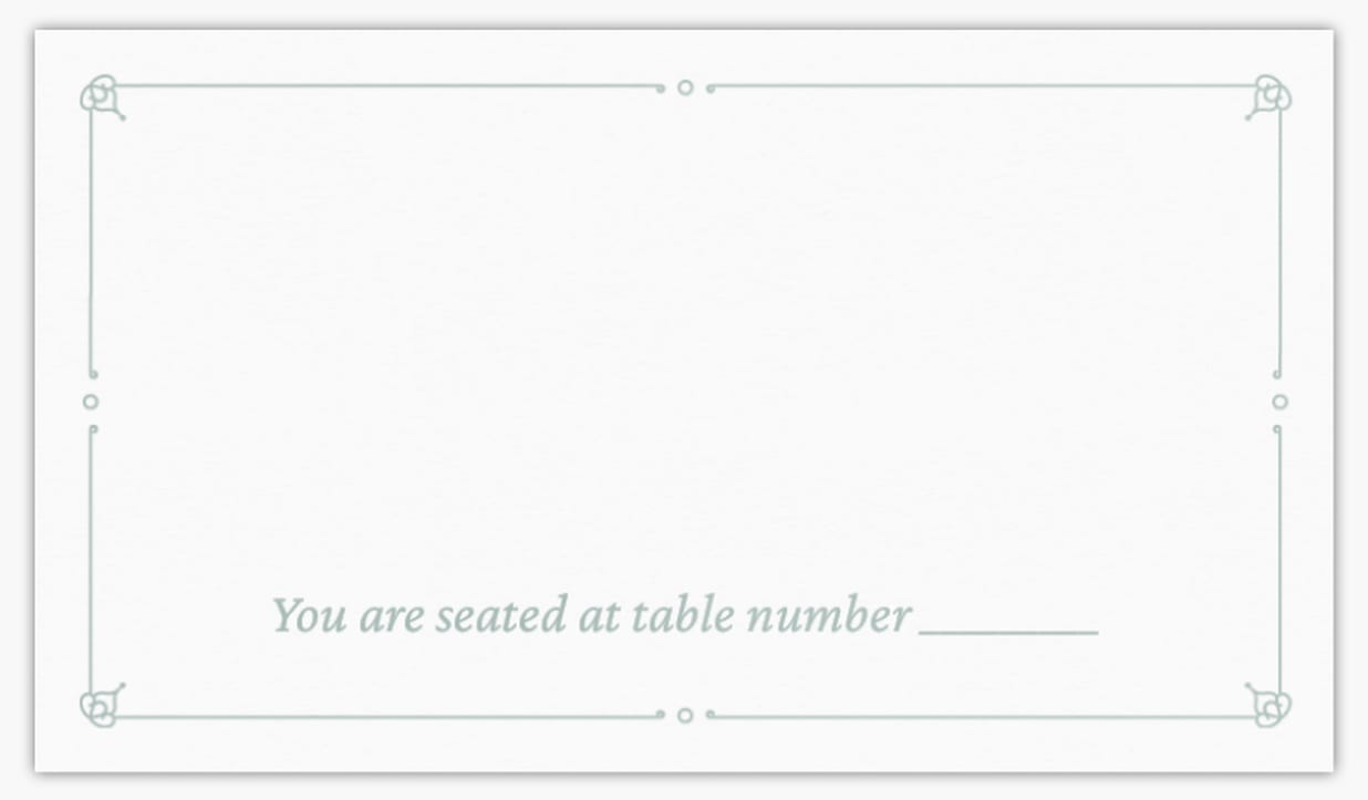 simple white place card with a thin mint green border