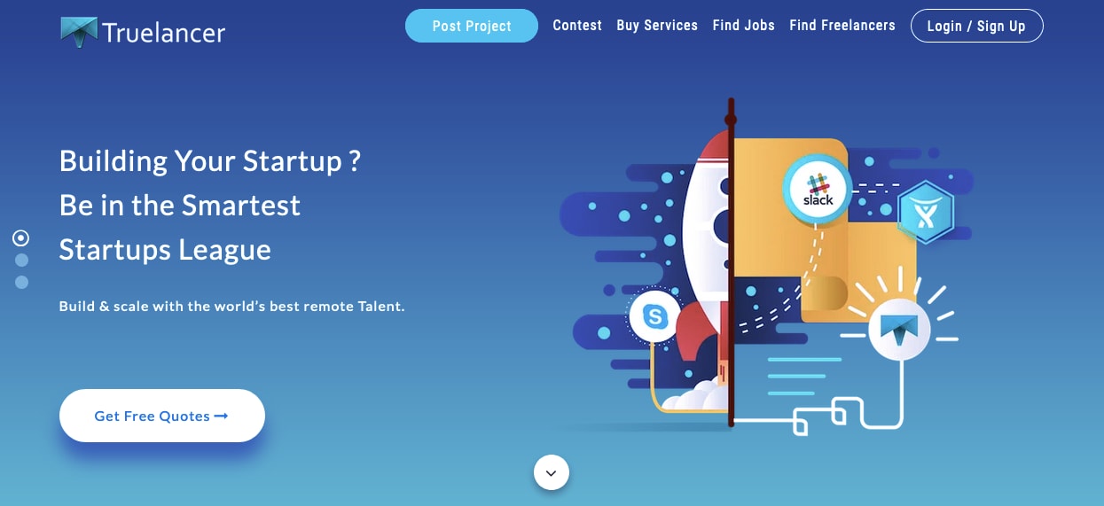 fiverr alternative Truelancer’s home page