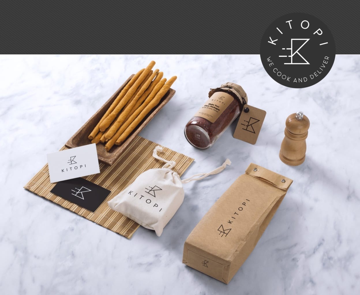 Paper, cotton and glass packaging designs.