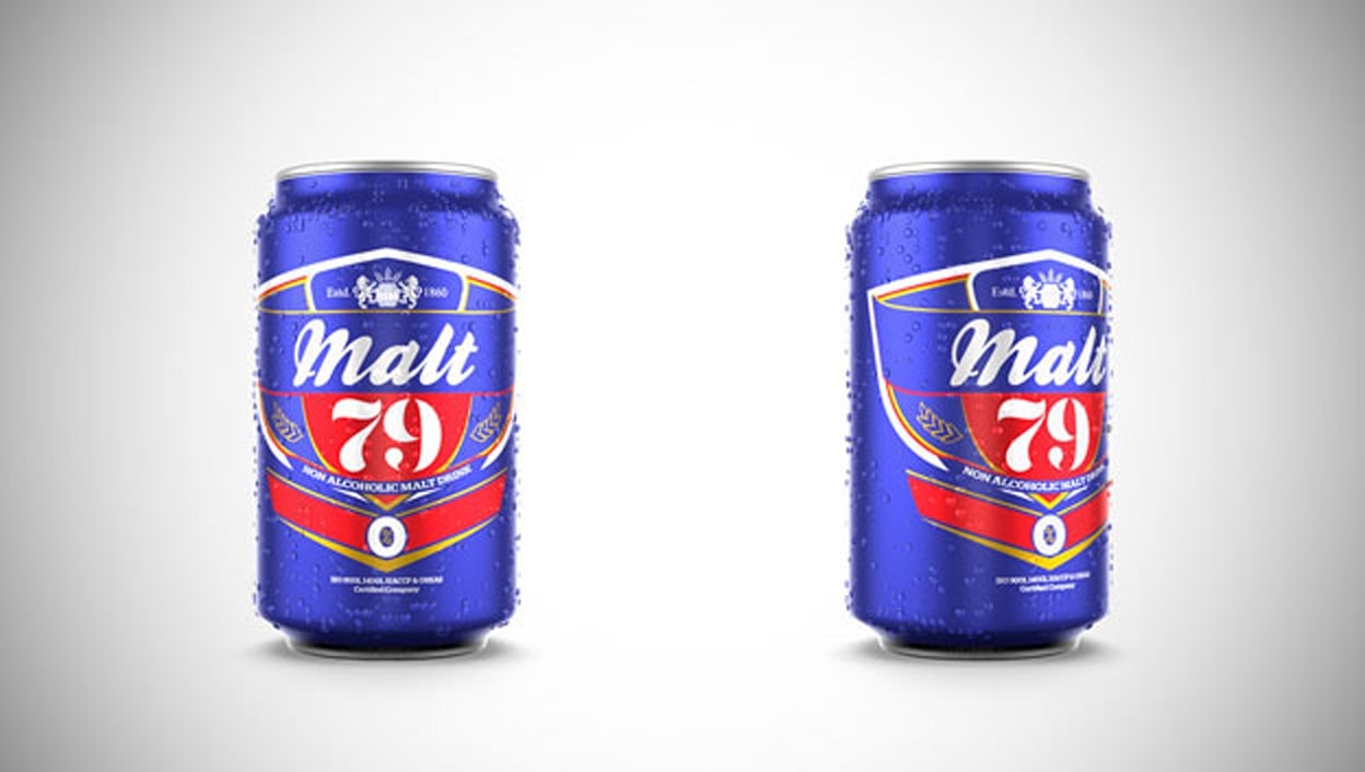 Purple vintage beer can design.