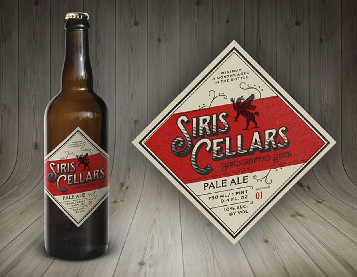 Decorative beer bottle label with vintage fonts.