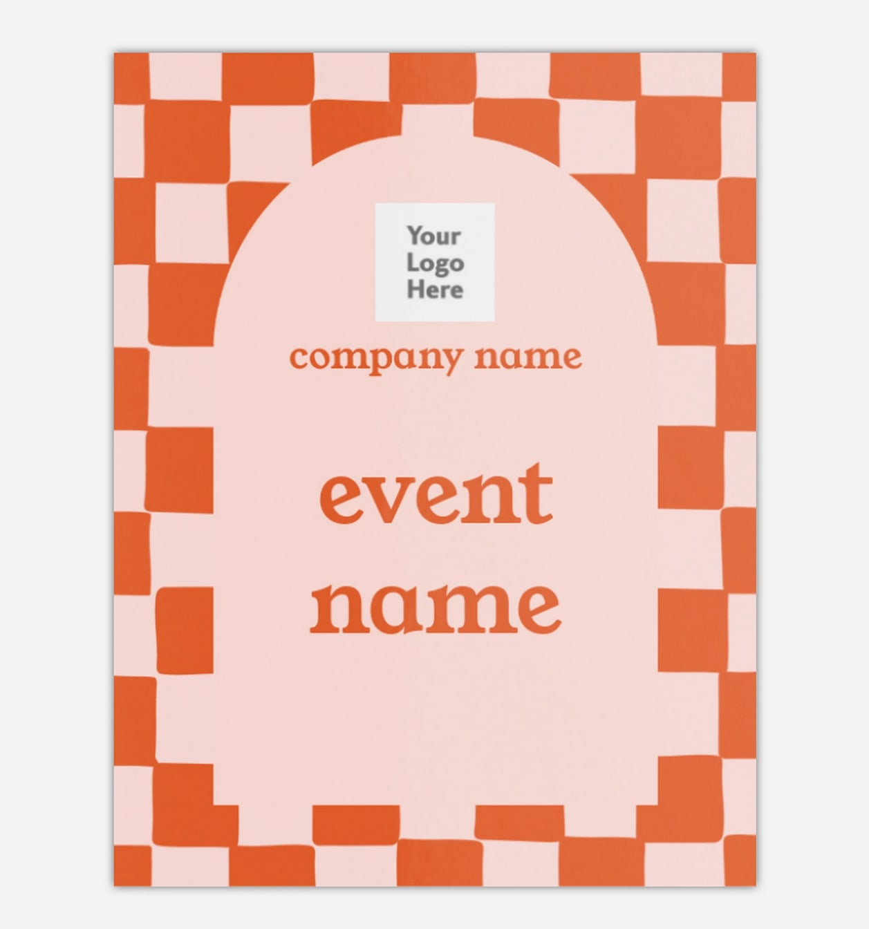 Minimal event poster template with a vibrant yellow and pink checked background